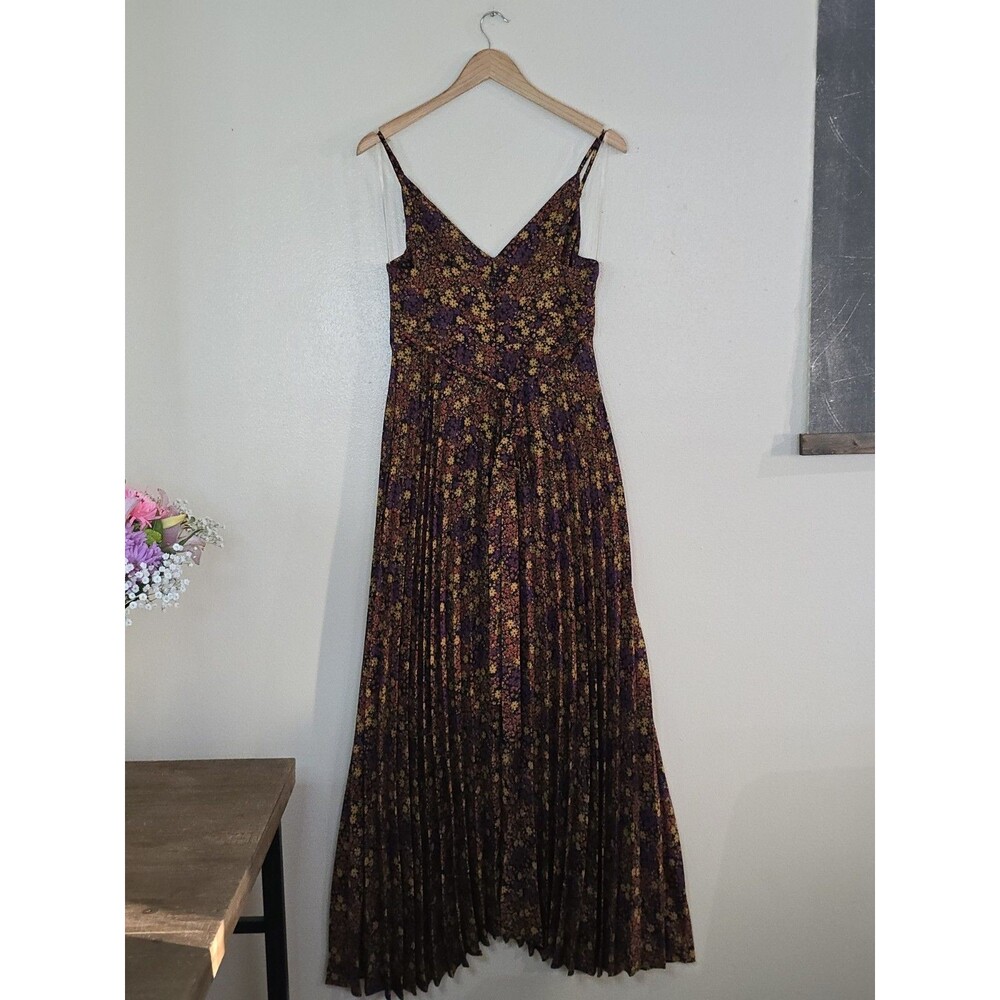 Jessica Simpson Floral Maxi Dress Boho Pleated Strappy Festival Size Large - Picture 7 of 12